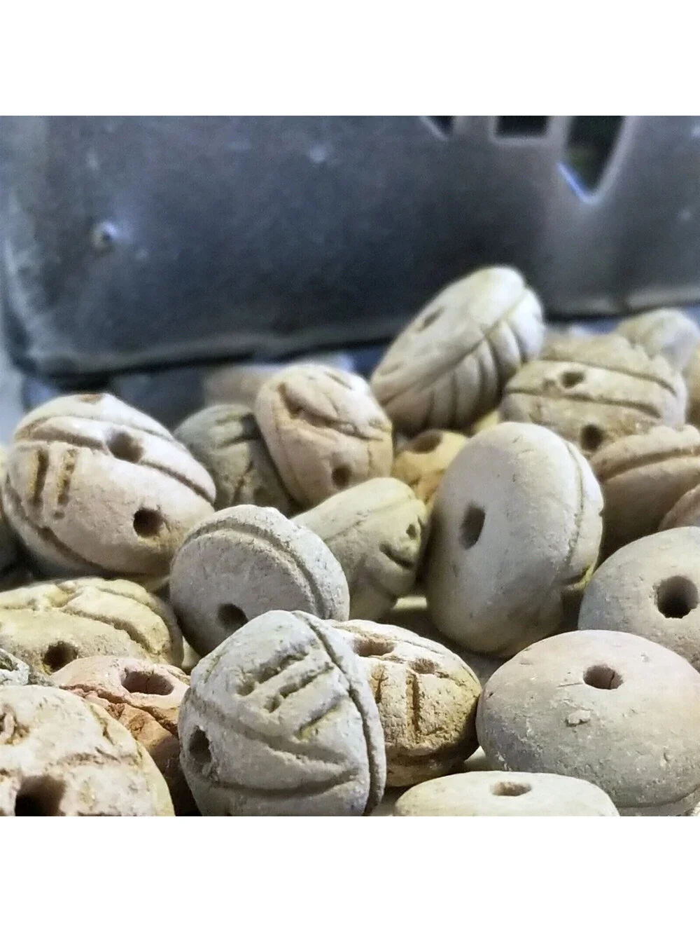 Vintage South American Tribal Terra Cotta Clay Beads Rondelle Assortment 10 pcs